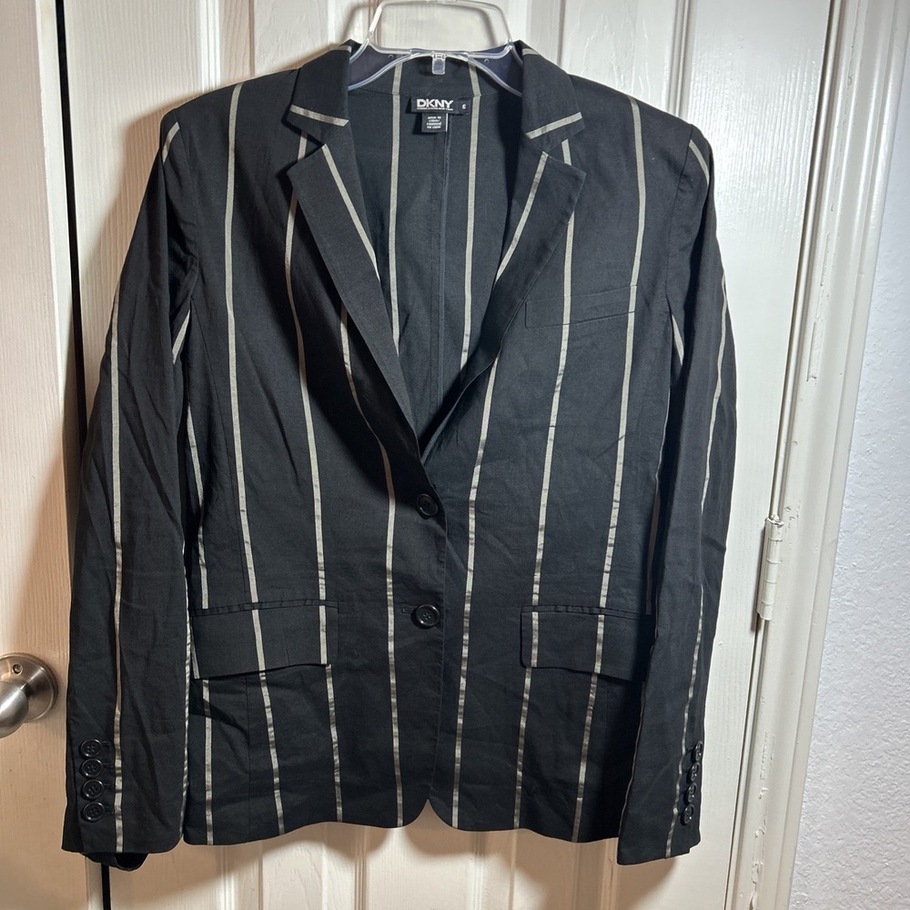 DKNY Size 6 Black 2 Button‎ Long Sleeve Lightweight Women's Blazer Jacket